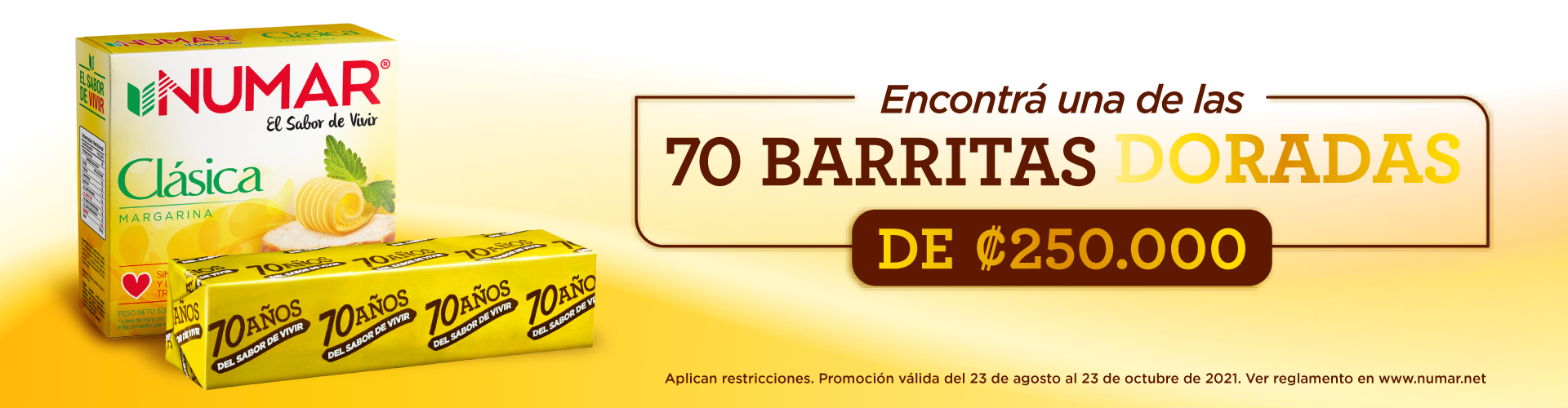 promo barritas doradas Numar