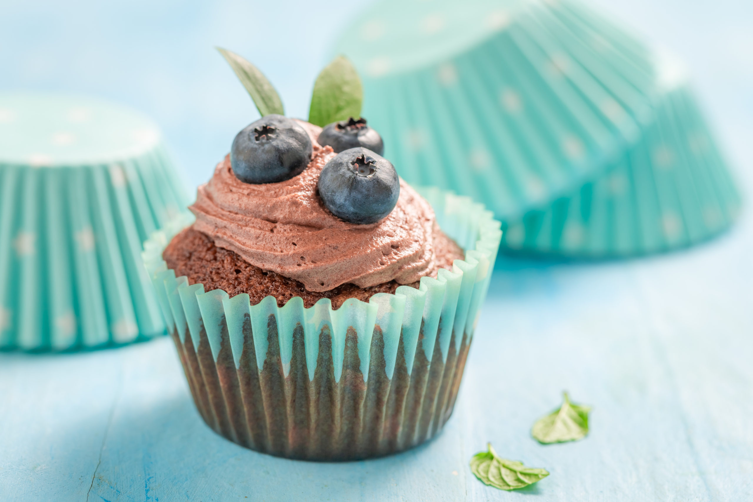 Cupcakes con lustre de menta