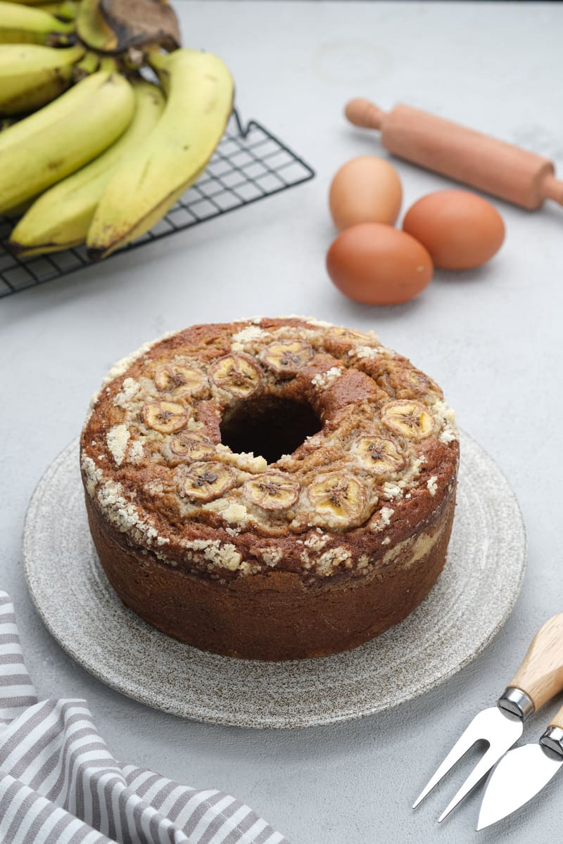 Traybake de plátano y nueces